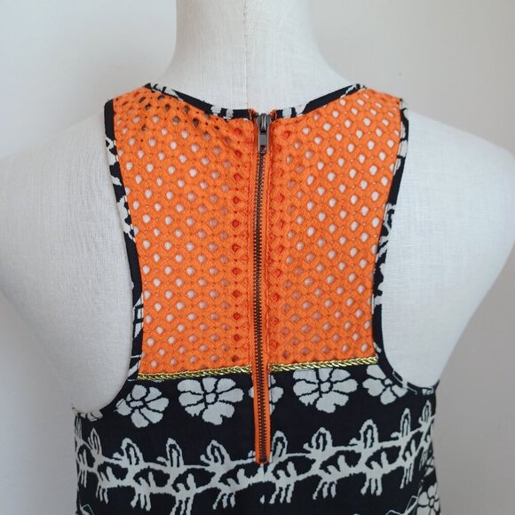 THML Dress Black Floral Orange Back Zip Halter Racer Back Style Womens Small - Picture 5 of 14